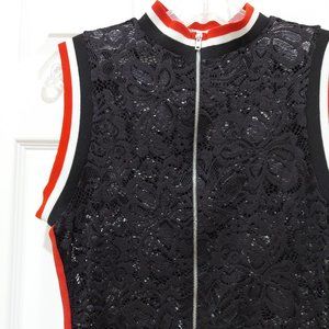 FashionNova Black Lace Overlay Maxi Dress Athletic Side Stripe Size XL